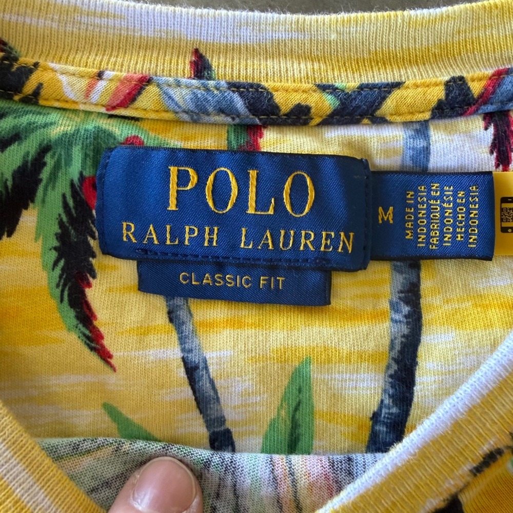 Polo Ralph Lauren Mens Tropical Hawaiian Print T-Shirt Yellow Classic Fit M - Picture 3 of 4